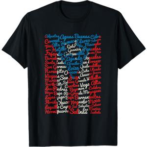Puerto Rican Flag Puerto Rico Towns and Cities Retro Vintage T-Shirt
