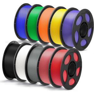 ANYCUBIC PLA Plus (PLA+), 3D Printer Filament 1.75mm Bundle, High Toughness, 1KG Spool, Black, White, Texture Grey, Pink, Red, Blue, Green, Orange, Yellow, Purple, 10KG in Total