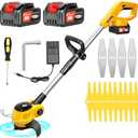 Tucssarg Cordless Weed Wacker Electric Grass Trimmer with 21v 4000mah Battery Powered Weed Trimmer Lightweight Lawn Edger Tool for Small and Medium Garden and Yard Lawn