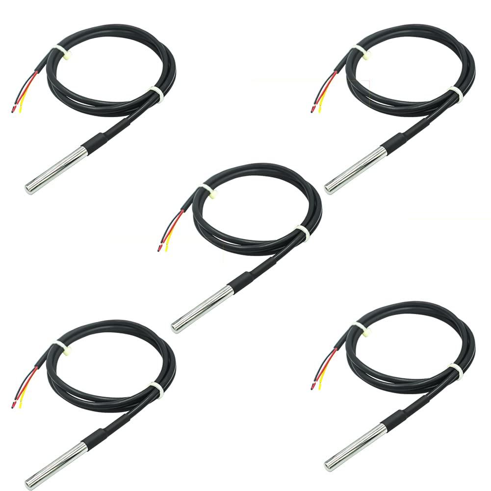 5pcs 1M Temperature Probe Waterproof Digital Temperature Sensor Stainless