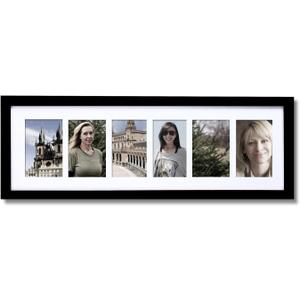 Asense 3X4.5 6 Opening Decorative Wall Hanging Collage Picture Photo Frame, Black Color, Made To Display 3X4.5 Inches Photos
