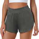 PINSPARK Athletic Shorts for Women Quick Dry Running Workout Gym Short High Waisted with Zip Pockets (Pink)