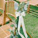 Mindsoft 12 Pcs Ivory Bows Wedding Aisle Decorations 3.94 x 11.8 inch Satin Bows for Chairs Decorative with Nylon Self-Adhesive Tape for Pew Back Elegant Ribbons for Wedding Background Aisle Decor