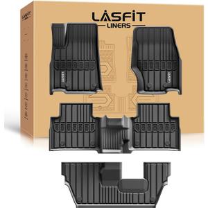 LASFIT Floor Mats for Jeep Grand Cherokee L 2021-2025 2026 7 Seat (NOT Fit for 6-Passenger) All Weather TPE Custom Fit Car Mats Floor Liners 1st & 2nd & 3th Row, Black