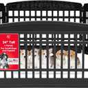 IRIS USA Dog Playpen Puppy Playpen Indoor  24" 6-Panel Dog Playpen, 61 x 61 x 24, Dog Play Pen Indoors for Puppies & Small Dogs, Plastic Pet Playpen, Indoor Dog Pen, Black