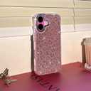 NITITOP Compatible with iPhone 17 Case Cute Cool Glitter Leopard Print Cheetah Sparkle Bling for Girl Women Plating Camera Edge Shockproof Protective Cover - Pink