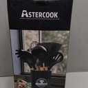 Astercook 39 PCS Kitchen Utensils Set, Silicone Cooking Utensil Sets with Wooden Handle, 446F Heat Resistant Food Grade Spatula Set, BPA Free Kitchen Gadgets Tools Set & Spoons for Nonstick Cookware (Black)