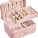 SONGMICS Jewelry Organizer Box, Travel Jewelry Case, 2-Layer Travel Case for Earrings, Necklaces, Bracelets - Portable Jewelry Storage with Large Capacity, Gift Idea, Jelly Pink UJBC166R02