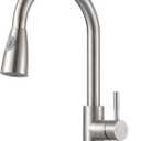 SHACO Kitchen Faucets, Kitchen Faucet with Pull Down Sprayer 2-Function Commercial Stainless Steel Kitchen Sink Faucet with Deck Plate 1 Hole or 3 Hole Pull Out Faucet for Bar Laundry RV