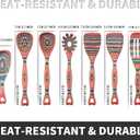 Gudamaye Pakkawood 7-Piece Wooden Cooking Utensils, Wooden Spoons for cooking, Wooden Utensil set, Pinkish-Orange Pakkawood Cooking Spoons, Non-Stick Spoon, Pakkawood kitchen utensils