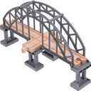 Train Bridge Model, Wooden Train Track Accessories Cross Railway Toys Train Scene Layout Props Toy for Kids Toddlers