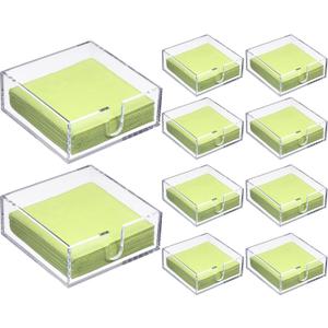Acrylic Cocktail Napkin Holder for Table, Clear Beverage Napkin Holder Square Rectangle for Dinner, Kitchen, Bathroom, Restaurant, Bar (10 Pieces, 5.5 x 5.5 Inch)