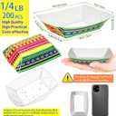200 Pack 1/4Lb Mexican Paper Food Boat Trays Disposable Small Paper Boat Containers, 0.25Lb Mini Kraft Food Serving Tray Boats for Snack Fries Popcorn Dessert Taco Nacho