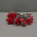 5 Artificial Poinsettia Flowers Bouquet Christmas 7 Heads 19.6Faux Red Poinsettia Bush Fake Flowers for Home Porch Xmas Tree Garden Indoor Outdoor Office Christmas Decorations