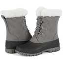 FEWGLEN Women's Waterproof Winter Snow Boots Lightweight Insulated Duck Boots Warm Cold Weather Boots Fur Lined Mid-Calf Boots Grey 10
