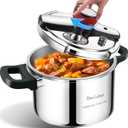 8 Quart Stainless Steel Pressure Cooker, Large Capacity Stovetop Pressure Cooker, Induction Ready, Heavy Duty Construction, Safe Pressure Release, Perfect for Family & Gatherings