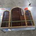 BAODANFU 3 Way Mirror Bathroom, Trifold Vanity Mirrors for Bathroom Bedroom, Large Arch Mirrors Decorative Vintage Gold, Adjustable Makeup Mirror for Braiding Hair 360 Way Tabletop & Wall Mounted