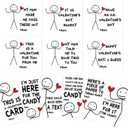 ICOOLYI Funny Kids Valentines Day Cards, Humorous Stick Figure Designs, DIY Cut-Outs with Blank Back for Messages – Perfect for School Exchanges, Parties, and Friends