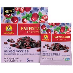 Sun-Maid Farmstand Reserve Dried Mixed Berries - (5 Pack) 0.8 oz Snack Bag - Dried Fruit Snack for Natural Sweeteners, 13 August 2025 