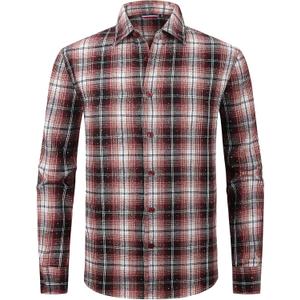 Alex Vando Mens Button Down Shirts Flannel Shirt Long Sleeve (Large, Rhinestone Wine/Black)