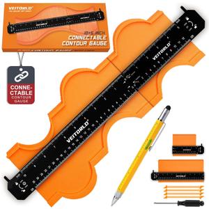 VEITORLD Contour Gauge Profile Tool (10+5 Inch), Fathers Day, Shape Duplicator with Lock, Unique Gifts for Men Dad Husband from Daughter Son Wife, Flooring Tools for Woodworking