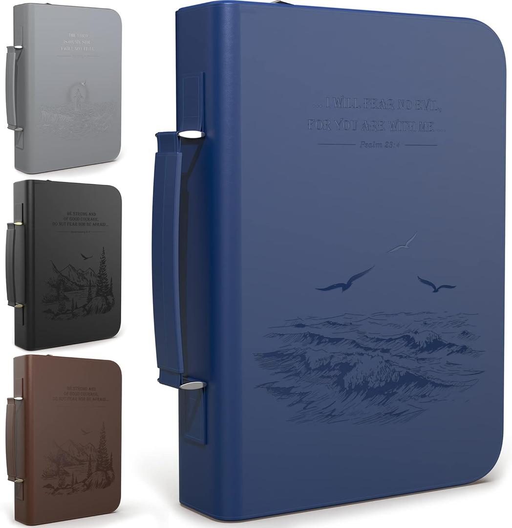 DEHITE Bible Cover Case for Men and Women Leather Bible Carrying Bag Pen Slots Zippered Pocket Premium Faux Leather