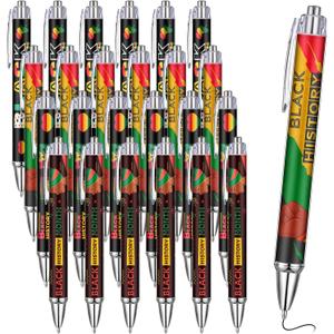 Geyoga 24 Pcs Black History Month Gifts Bulk Black History Month Pens Inspirational Retractable Ballpoint Pens for Men Women African American Celebration Freedom Day Party Favors Decoration