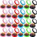Hoolerry 24 Pcs Folding Travel Hair Brush with Mirror Round Folding Mini Hair Brush Compact Bulk Portable Small Brush Hair Combs for Women Girls Men Makeup Operation Christmas, 6 Colors