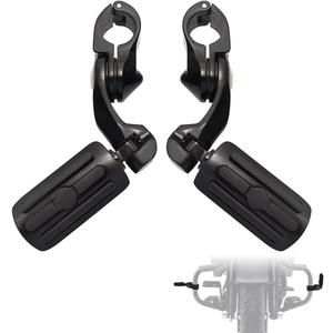FOVPLUE 1.25" Highway Footpegs,Short Angled Adjustable Highway Pegs w/Mounts for Harley Touring Street Glide Electra Glide Road King Softail CVO Dyna Trike Sportster w/1-1/4 Engine Guard,Black#1