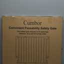 Cumbor 29.243" Baby Gate for Stairs, Wall-Mounted (Drill Required), Expandable No Bottom Bar Dog Gate, Auto Close Extra Wide Walk Thru, Pet & Toddler Proof Gate, Top & Bottom of Stairways (Brown)