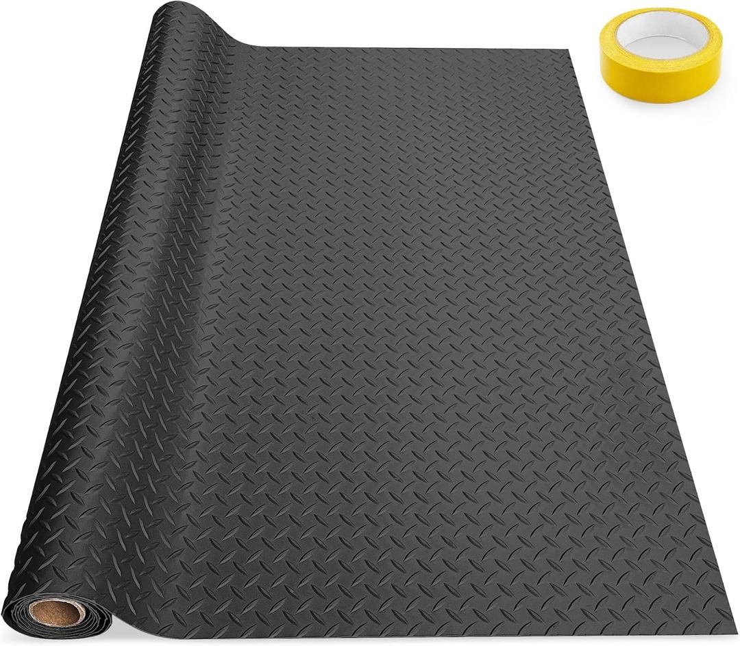 4×10FT Garage Floor Mat, 2.8mm Thickened with A Roll of Tape Black