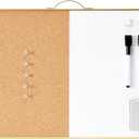 TSJ OFFICE Small Combination Board - 12" X 16" Portable Aluminum Gold Framed Magnetic Dry Erase Board for Wall, Small Bulletin Cork Board with Holder for Office, Home and School