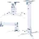 Projector Ceiling/Wall Mount White, Low Profile Universal Projector Holder/Bracket/Hanger Kit with Extendable Arm, Adjustable Height Pole Drop Ceiling Quick Release for Epson Optoma Benq