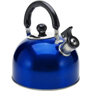 Stainless Steel Stovetop Whistling Tea Kettle 3 Liter (3-Quart) Classic Teapot with Ergonomic Handle, Works on Induction Cooktops-Blue 2409
