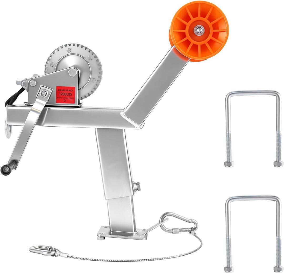 Adjustable Boat Trailer Winch Stand with Roller - Universal Winch Mount for Trailer Tongues - Fits Motorboats, Fishing Boats, Speedboats, Jet Skis and More