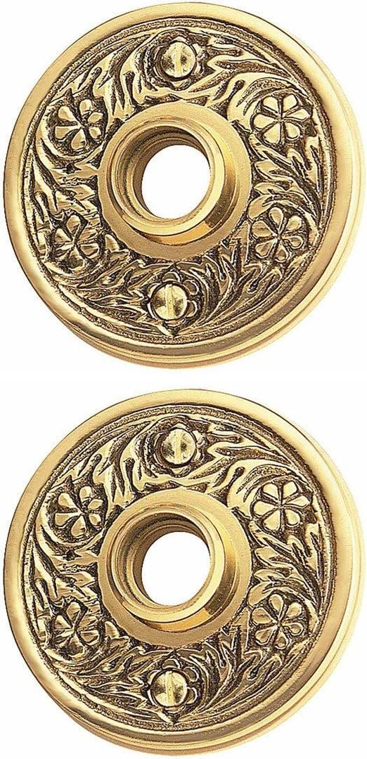 Renovators Supply Manufacturing Door Knob Rosette Pair 2.38 in. Antique Brass Decorative Door Knob Rosette