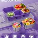 BiuLeon Snackle Box Containers, Stainless Steel 5 Compartments Divided Serving Tray with Lid, Removable LeakProof Portable Bento Box for Fruit Candy Nuts Food - School, Picnic and TravelPurple