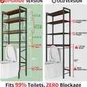 Over-The-Toilet Storage Rack 4-Tier,Bathroom Organizer Shelf Over Toilet,Adjustable Wooden Shelves and Basket,Freestanding Above Toilet Shelf,Space Saver for Rooms(Black Rack-Rustic Brown Shelves), Large