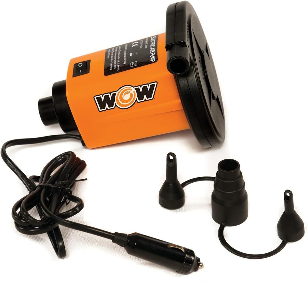 WOW Sports Electric Air Inflator, Air Pumps for Inflatables, Towables and Others, Comes with DC Power Adapter and Cord, 1.0 PSI