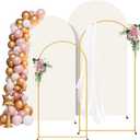 Arch Backdrop Stand and Cover Set of 2 (6FT/7.2FT), Metal Backdrop Stand Stand with Ivory Cover, Gold Wedding Arch Stand for Party Background Decoration