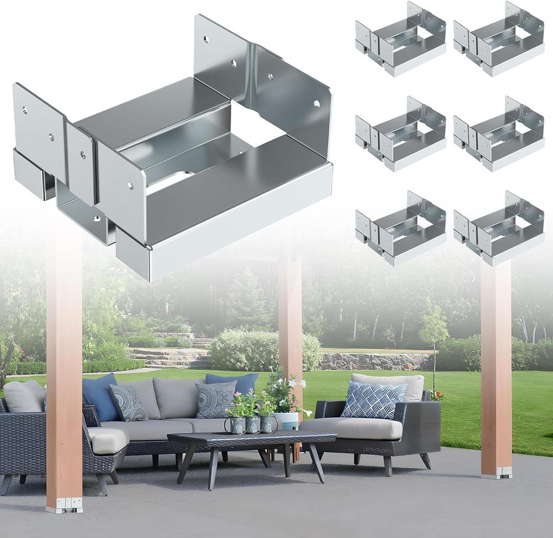 Galvanized Post Base for Concrete, Adjustable Aluminum-zinc Plated Steel Deck Post Anchor Base,Post Base Holder with 1" Standoff for Deck Gazebo Pergola Porch (10, 6x6)