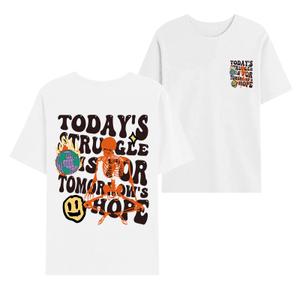 Cayxatiu Boys Graphic Tees Funny Skeleton Shirt for Kids Streetwear Printed Children's Shirts Preppy Clothes Letter T-Shirt(White,120)