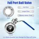 2 Pack 1/2" Ball Valve 304 Stainless Steel Heavy Duty NPT Female x Male Full Port Shut Off Valve with Locking Blue Vinyl Insulation Handle, 2-Piece Construction, 1000WOG for Water, Oil, Gas