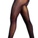 SUREPOCH Shiny Sheer Black Tights for Women, Shimmer Black stockings Control Top Pantyhose, Large 