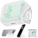 RFUNGUANGO AirPods Pro 3 Case, Compatible with Apple AirPods Pro 3rd Generation(2025) Protective Case with Phone Holder & Cleaning Kit, Magnetic Automatic Lock, Compatible with Magsafe, Mint Green