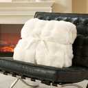 Amlie Home Faux Fur Throw Blanket for Bed, Ultra Soft Fuzzy Plush Bubble Blanket for Bedroom & Bed Decor, 108"x90", Cream White