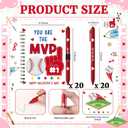 40 Pcs Valentines Day Baseball Gifts 20 Spiral Notebooks with Sticky Notes 20 Heart Pens Valentine Notepad Sport Lover Motivational Exchange Gift Bulk for Tween Teacher Student Classroom Team (Classic)