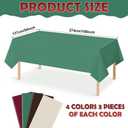 12 Pcs Plastic Christmas Tablecloth Rectangle Bulks, Disposable Beige Brown Green & Wine Red Party Tablecloth Xmas Table Cover for Picnic Birthday Christmas Party Supplies, 54x108 Inch