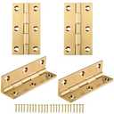 8 Pcs,Solid Brass Butt Hinge,High-end Brass Hinges Door Hinges,Folding Butt Hinges Furniture Cabinet Butt Hinges with Hinge Fixing Screws, Gold, 2.5 Inch