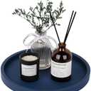 Silicone Bathroom Tray Round Vanity Tray Decorative Soap Holder Kitchen Countertop Organizer Coffee Table Decor for Candle, Perfume, Plant, 9 Inch, Dark Blue